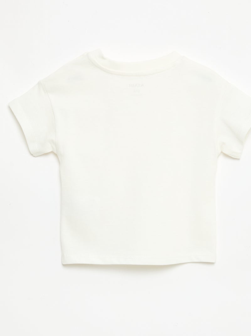 T-shirt manches courtes en jersey coton avec patch poitrine Blanc - Kiabi