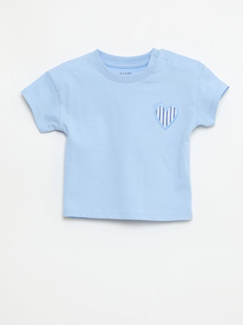 T-shirt manches courtes en jersey coton avec patch poitrine - Kiabi