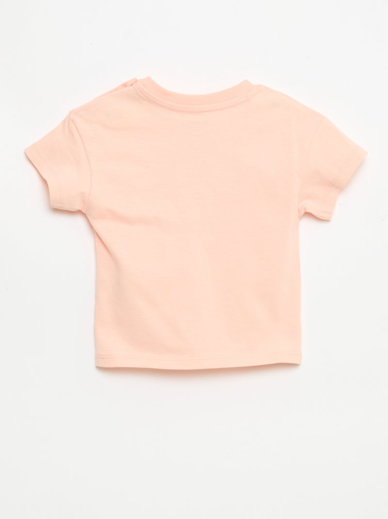 T-shirt manches courtes en jersey coton avec patch poitrine Rose - Kiabi