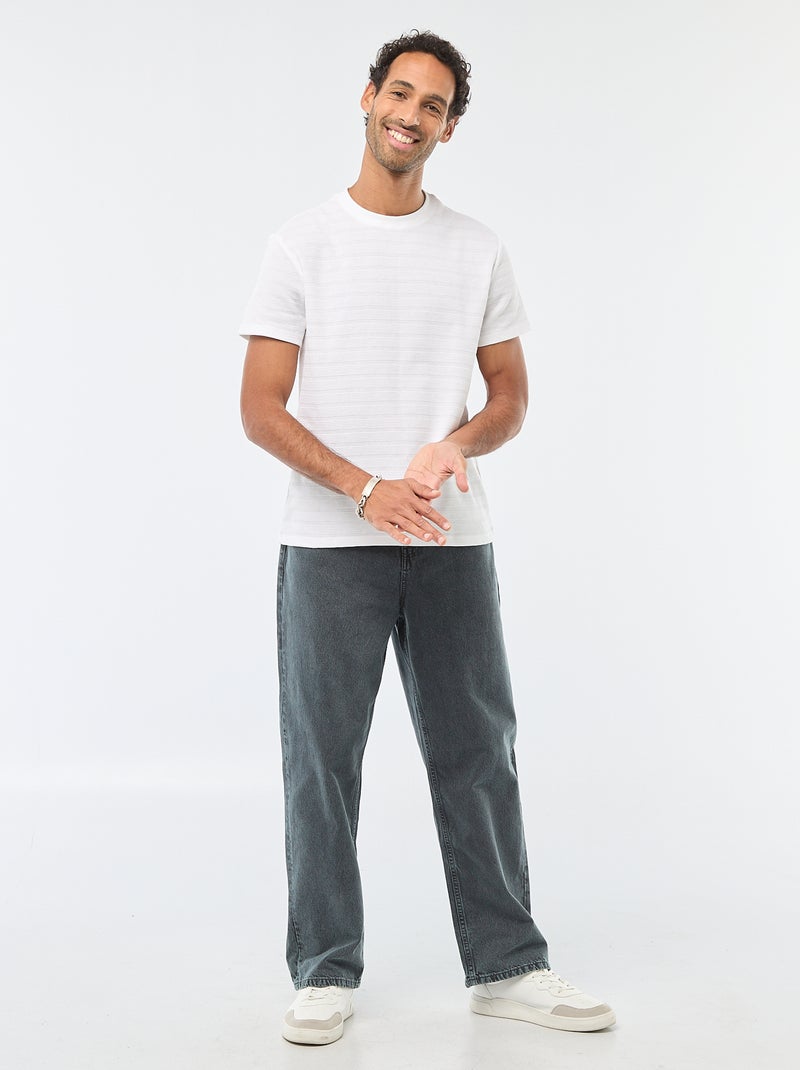 T-shirt manches courtes en maille gaufrée Blanc - Kiabi