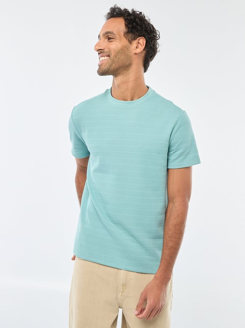 T-shirt manches courtes en maille gaufrée - Kiabi