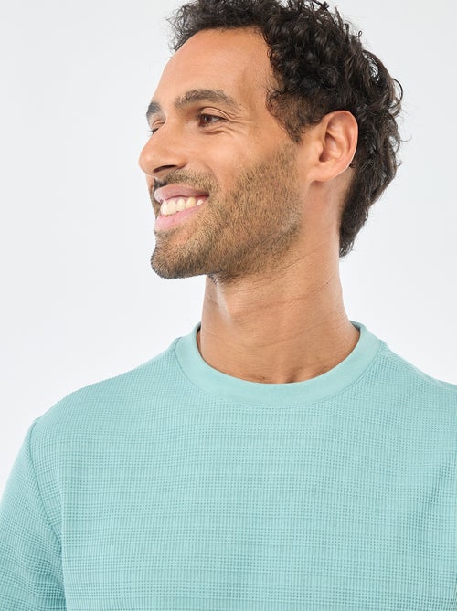 T-shirt manches courtes en maille gaufrée - Kiabi