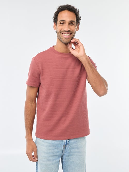 T-shirt manches courtes en maille gaufrée - Kiabi