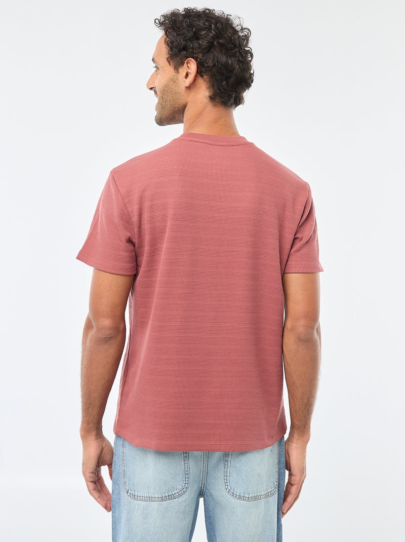 T-shirt manches courtes en maille gaufrée Rouge - Kiabi