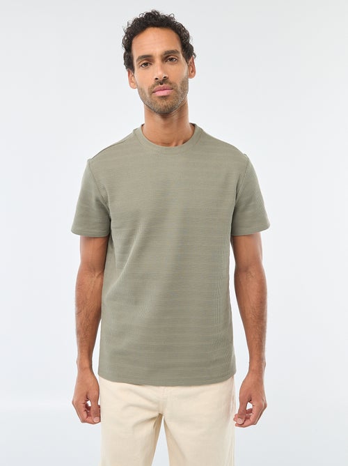 T-shirt manches courtes en maille gaufrée - Kiabi