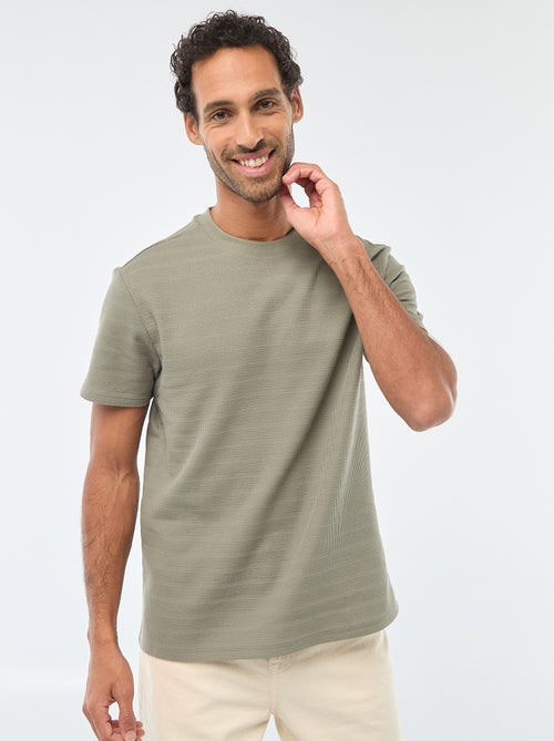 T-shirt manches courtes en maille gaufrée - Kiabi