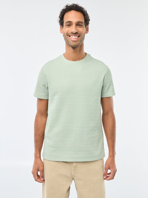 T-shirt manches courtes en maille gaufrée - Kiabi