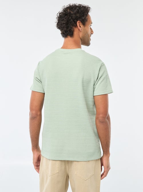 T-shirt manches courtes en maille gaufrée - Kiabi