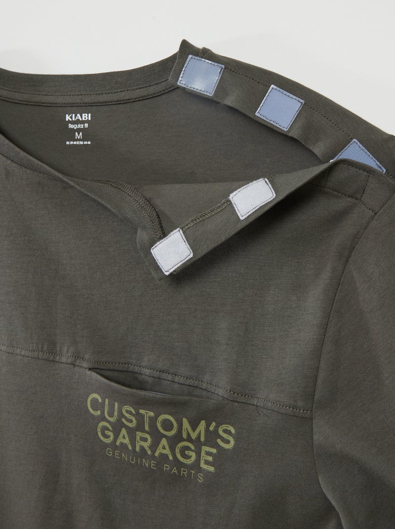 T-shirt manches courtes imprimé - collection facile à enfiler Kaki - Kiabi