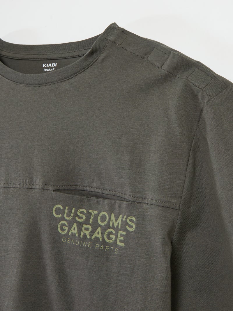 T-shirt manches courtes imprimé - collection facile à enfiler Kaki - Kiabi