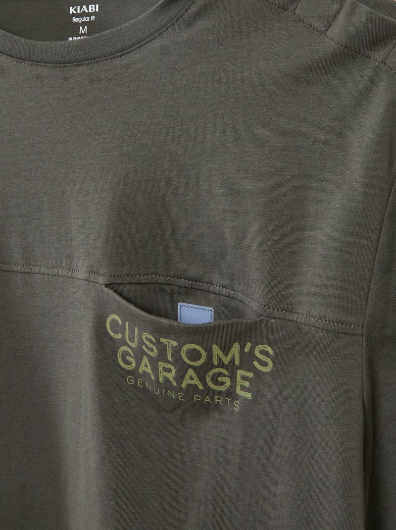 T-shirt manches courtes imprimé - collection facile à enfiler Kaki - Kiabi