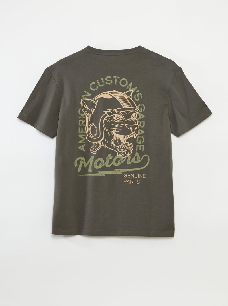 T-shirt manches courtes imprimé - collection facile à enfiler Kaki - Kiabi