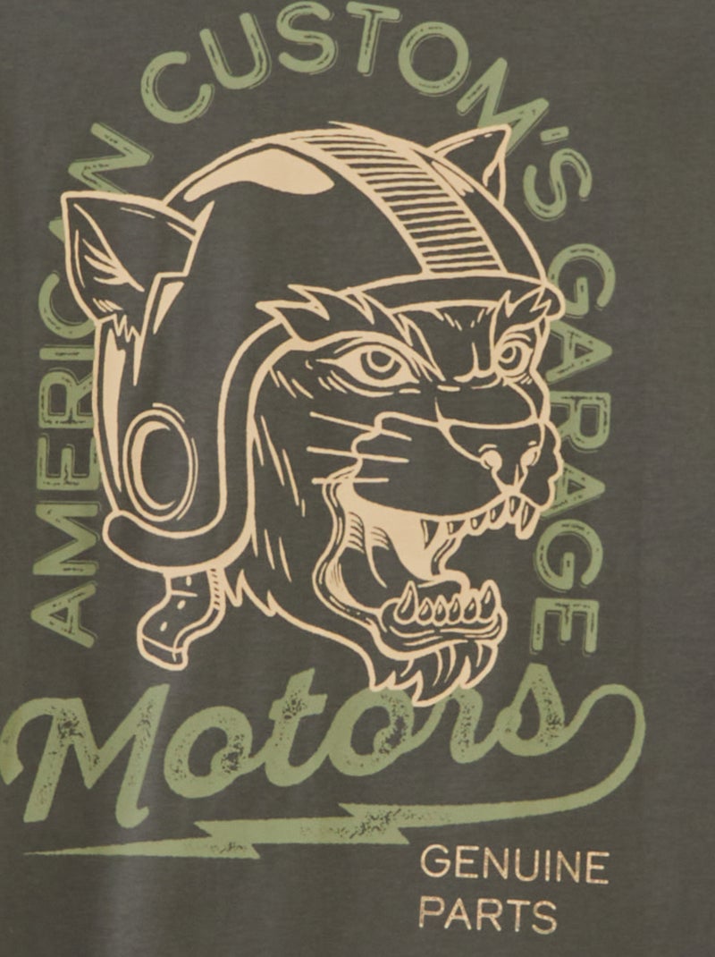 T-shirt manches courtes imprimé - collection facile à enfiler Kaki - Kiabi