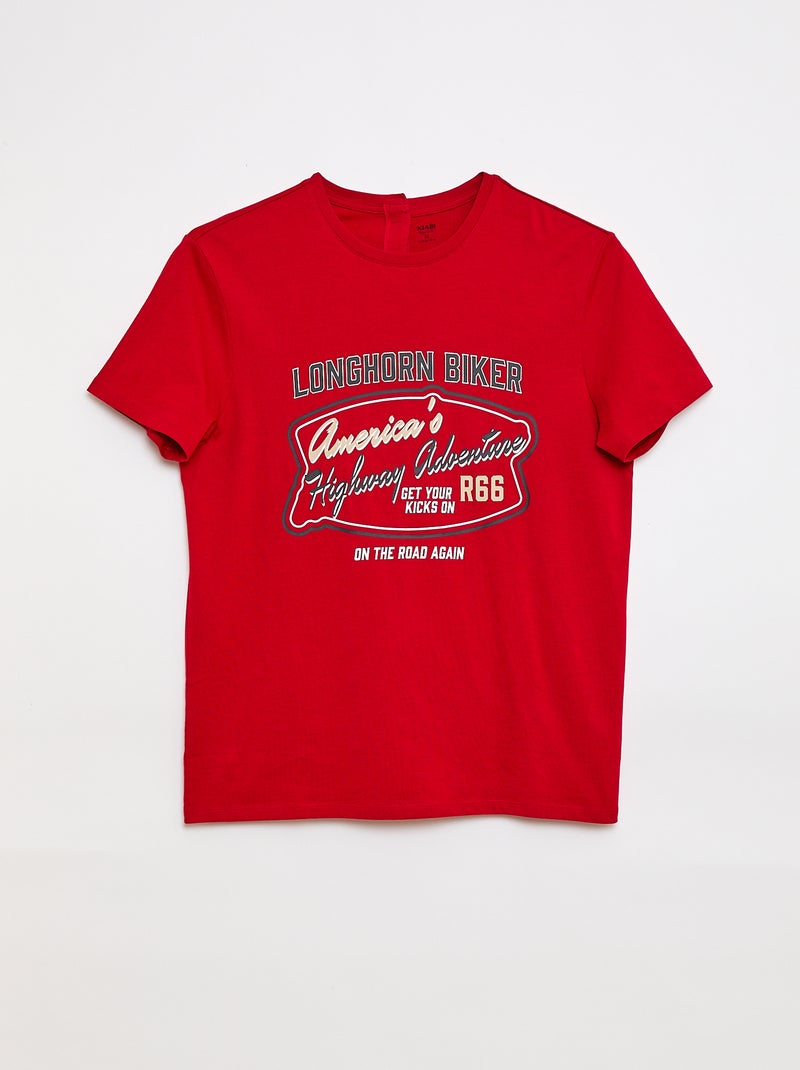 T-shirt manches courtes imprimé - So Easy Rouge - Kiabi