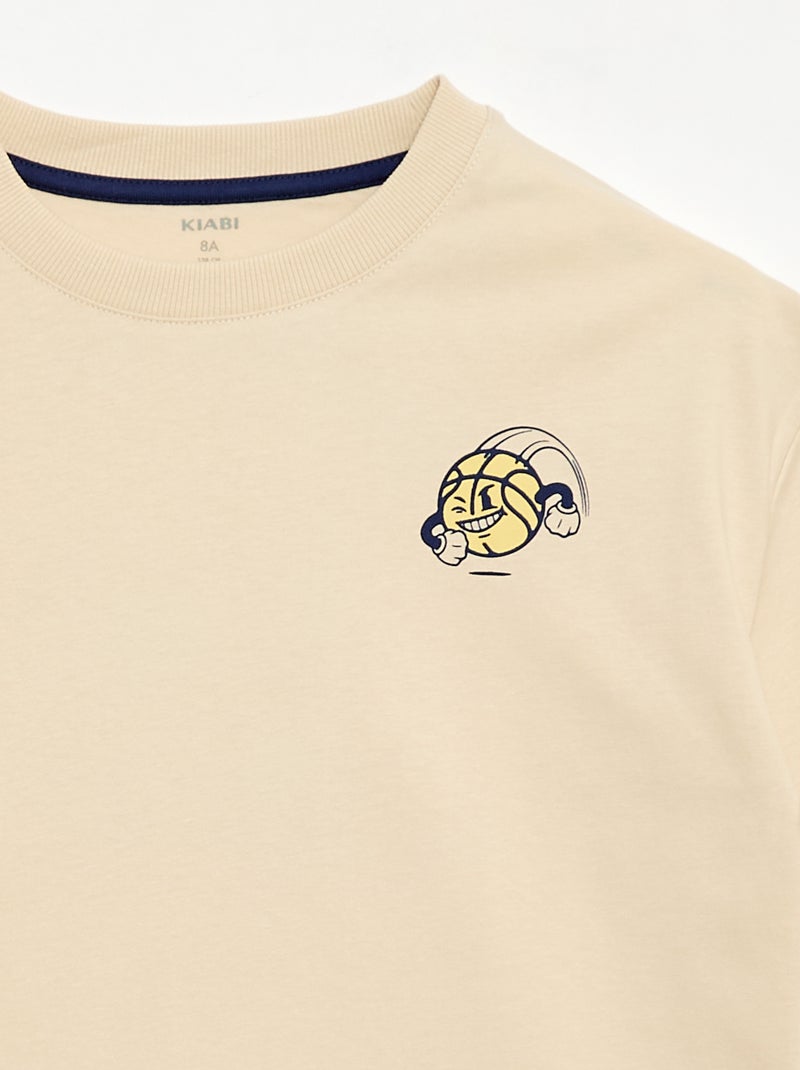 T-shirt manches courtes imprimé devant Blanc - Kiabi