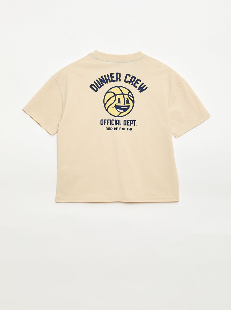 T-shirt manches courtes imprimé devant Blanc - Kiabi