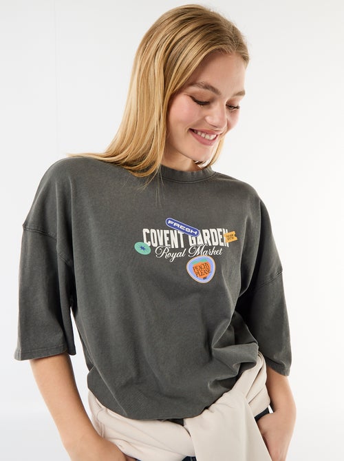 T-shirt manches courtes imprimé recto-verso - Kiabi