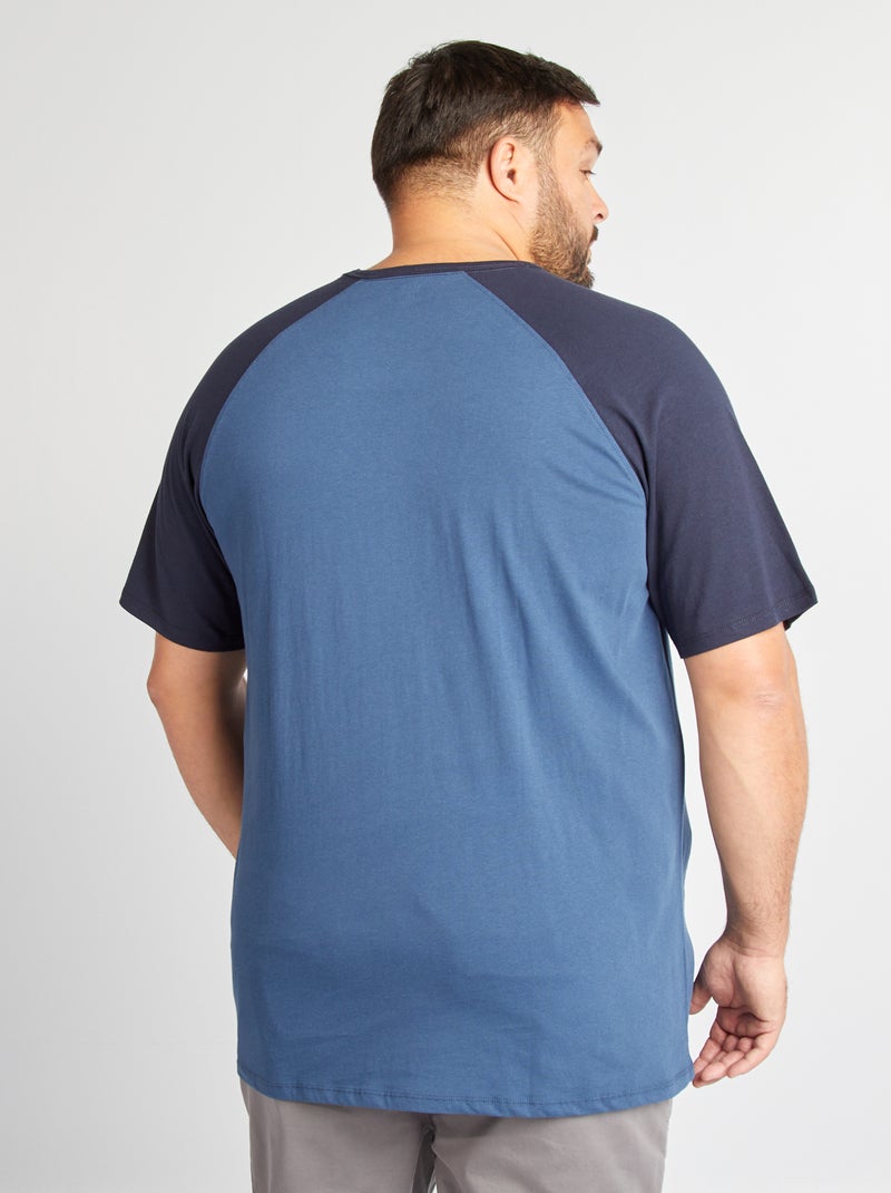 T-shirt Manches courtes raglan avec poche poitrine Marine - Kiabi