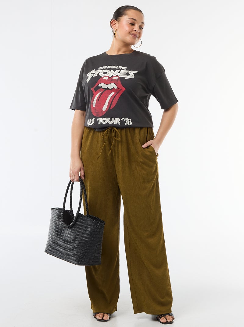T-shirt manches courtes 'Rolling stones' Noir - Kiabi