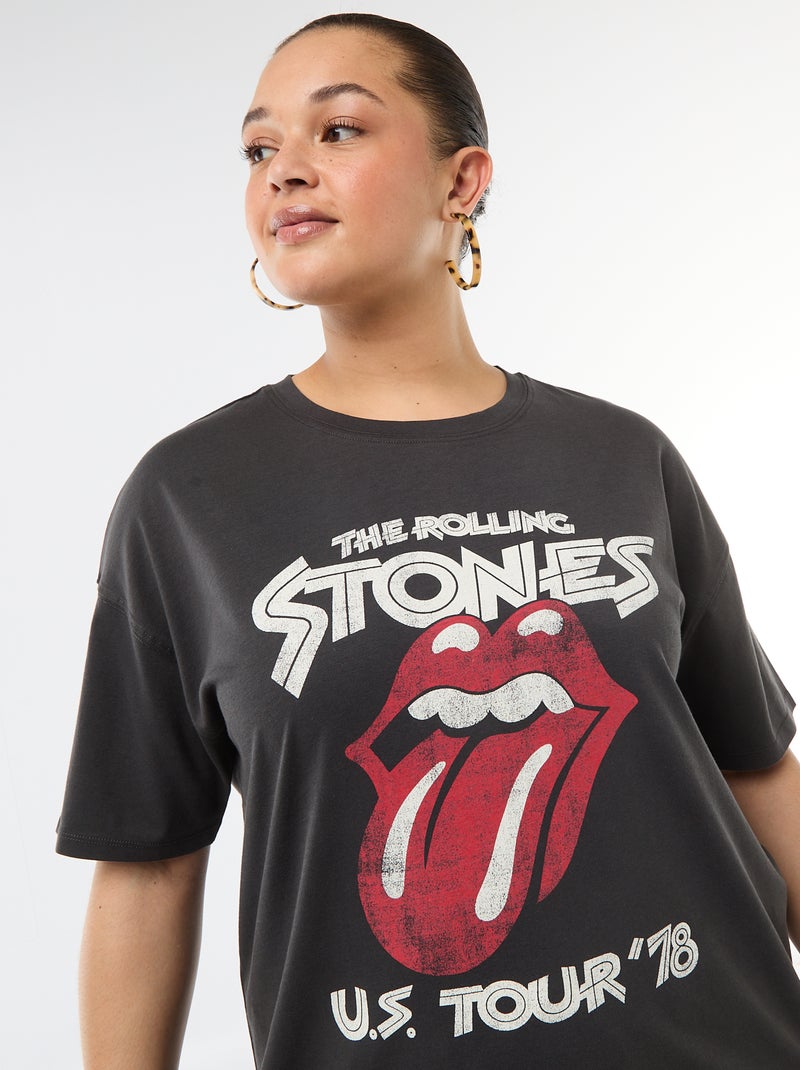 T-shirt manches courtes 'Rolling stones' Noir - Kiabi