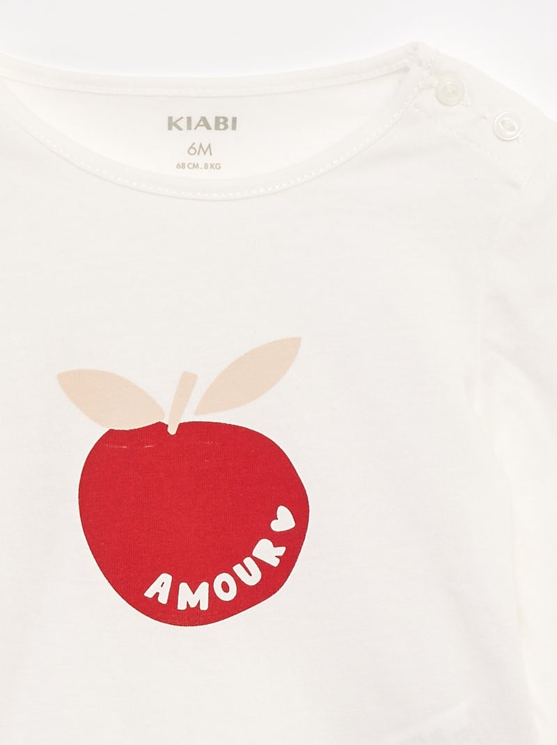T-shirt manches longue impirmé Blanc - Kiabi