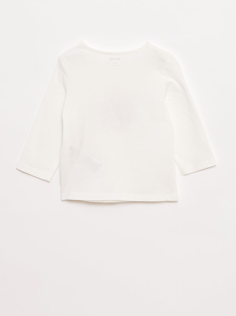 T-shirt manches longue impirmé Blanc - Kiabi