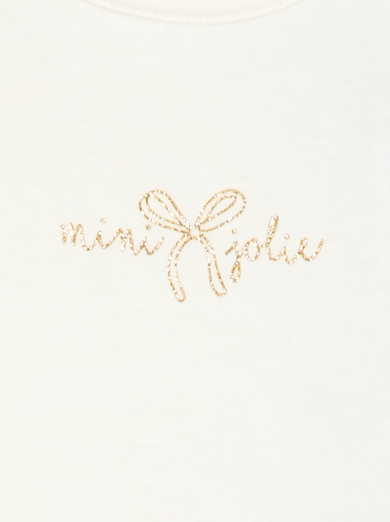 T-shirt manches longue impirmé Blanc - Kiabi