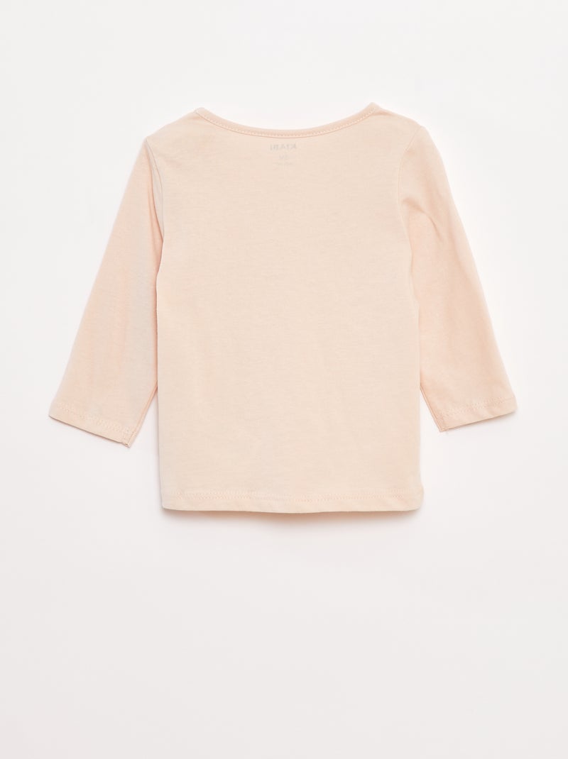 T-shirt manches longue impirmé Rose - Kiabi