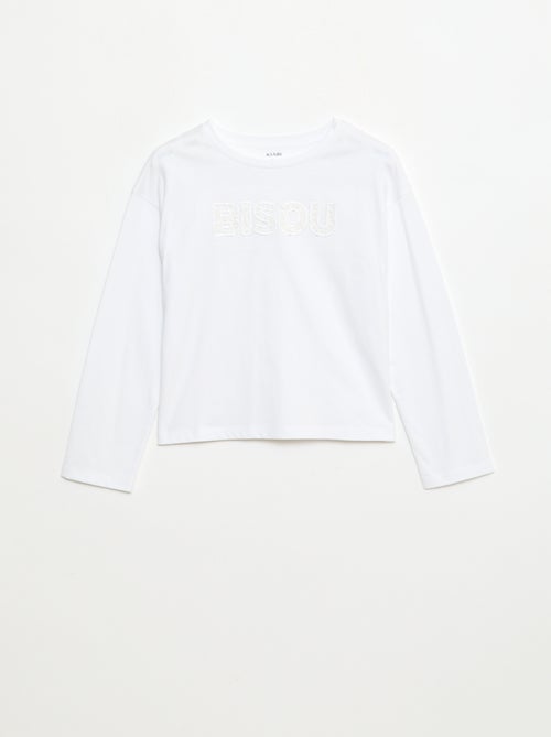 T-shirt manches longues avec sequins - Kiabi