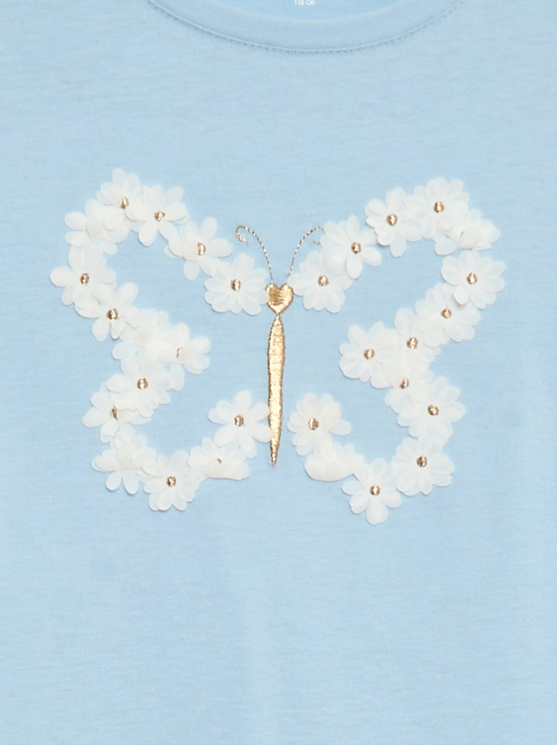 T-shirt manches longues avec sequins Bleu - Kiabi