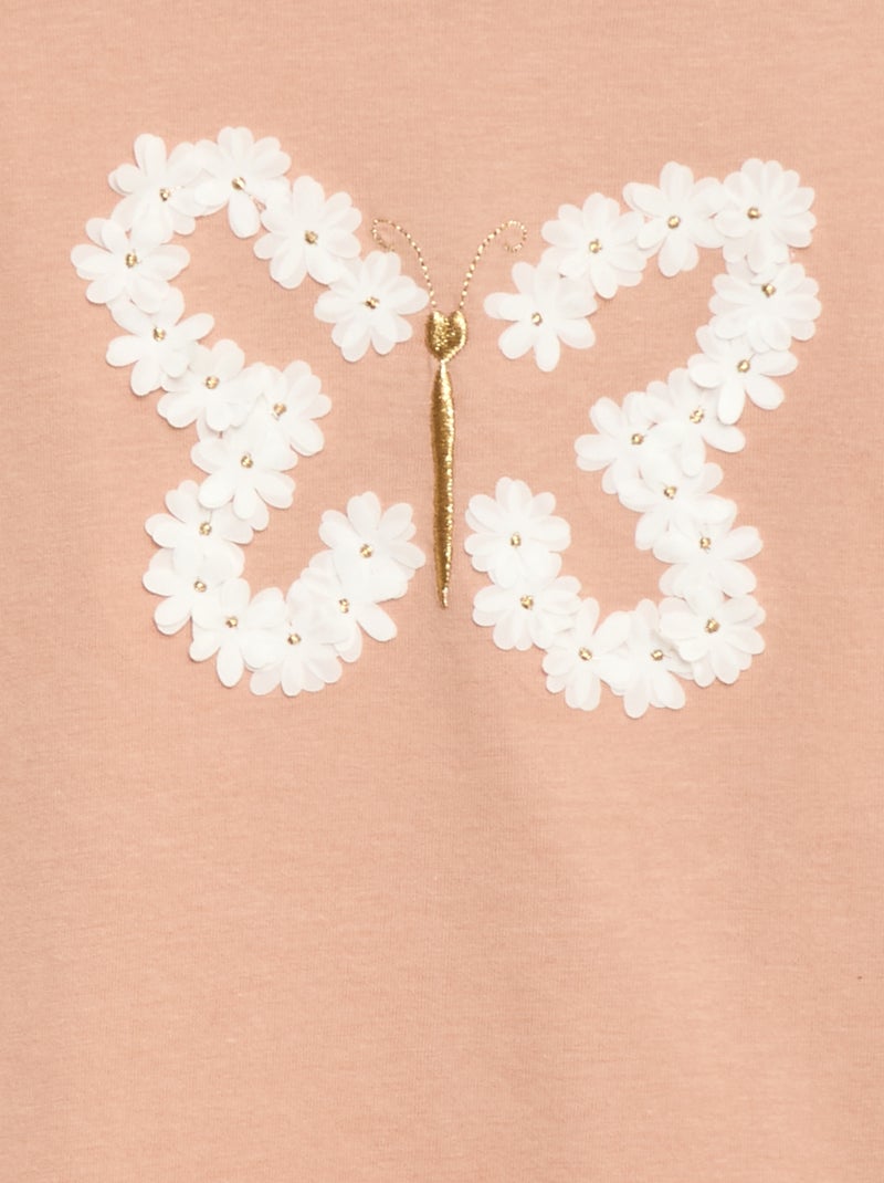 T-shirt manches longues avec sequins Rose - Kiabi