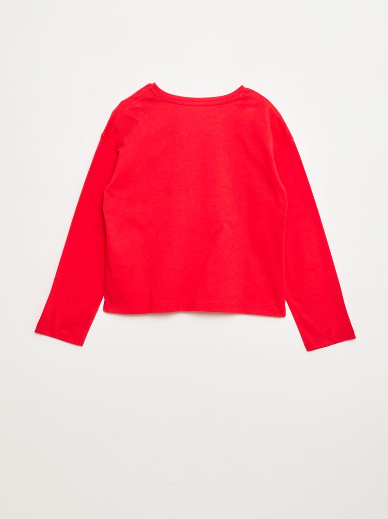 T-shirt manches longues avec sequins Rouge - Kiabi