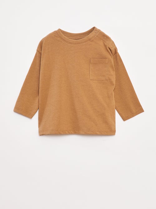 T-shirt manches longues et poche poitrine - Kiabi