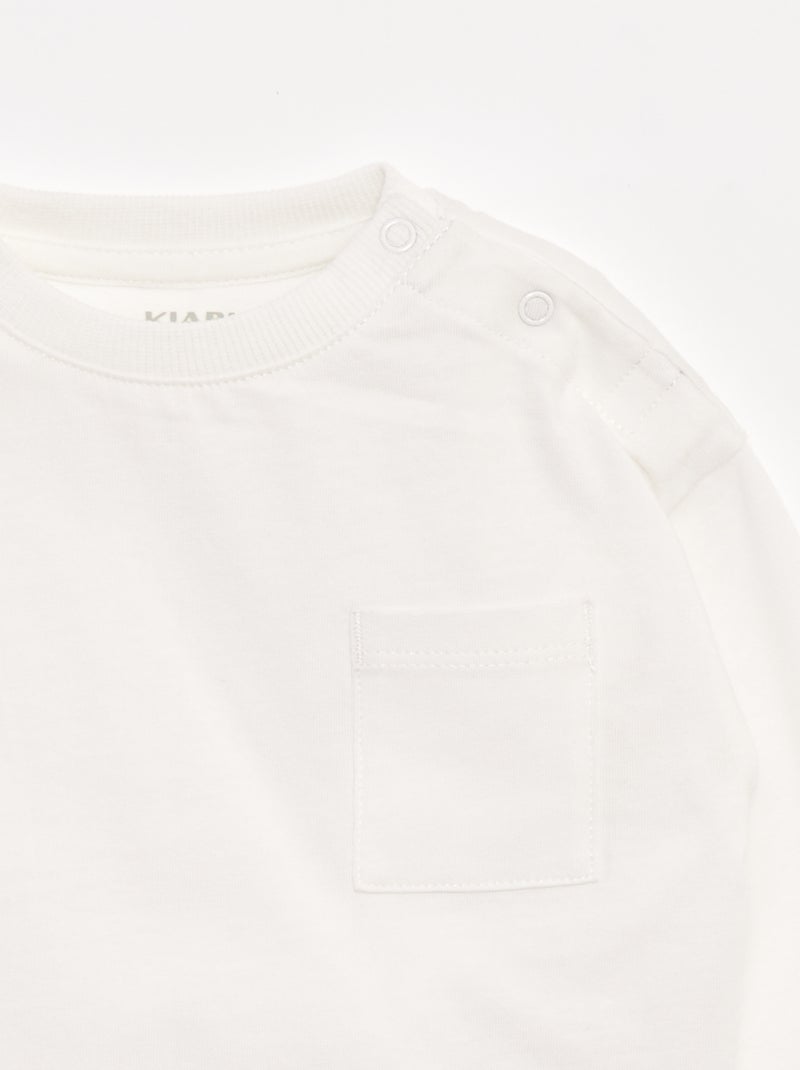 T-shirt manches longues et poche poitrine Blanc - Kiabi