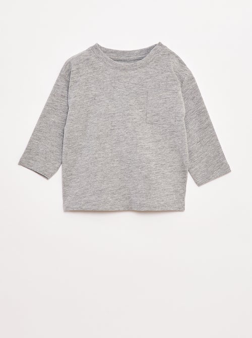 T-shirt manches longues et poche poitrine - Kiabi