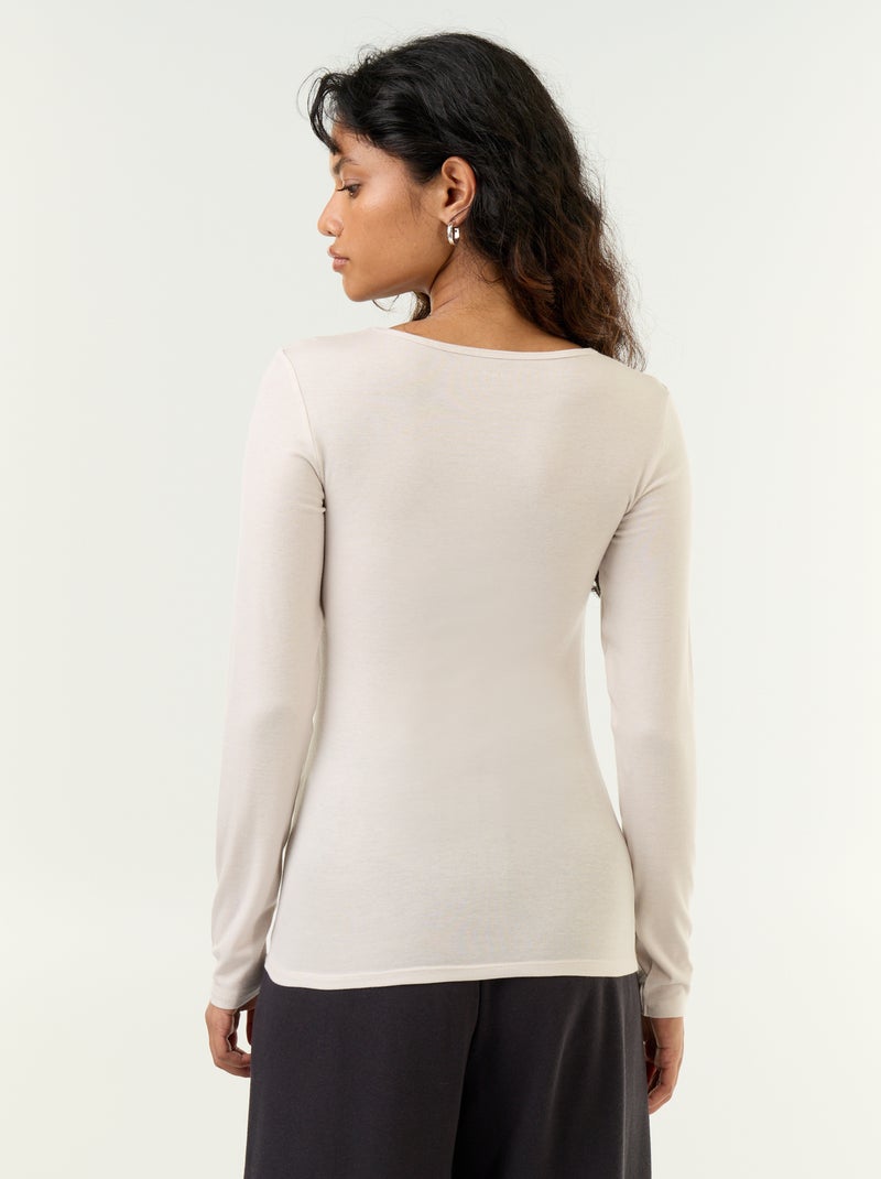 T-shirt manches longues laine mélangée Gris - Kiabi