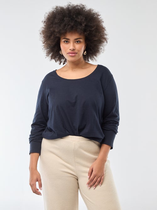 T-shirt manches longues uni en jersey - Kiabi