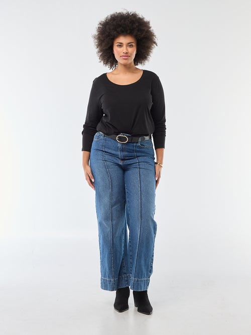 T-shirt manches longues uni en jersey - Kiabi