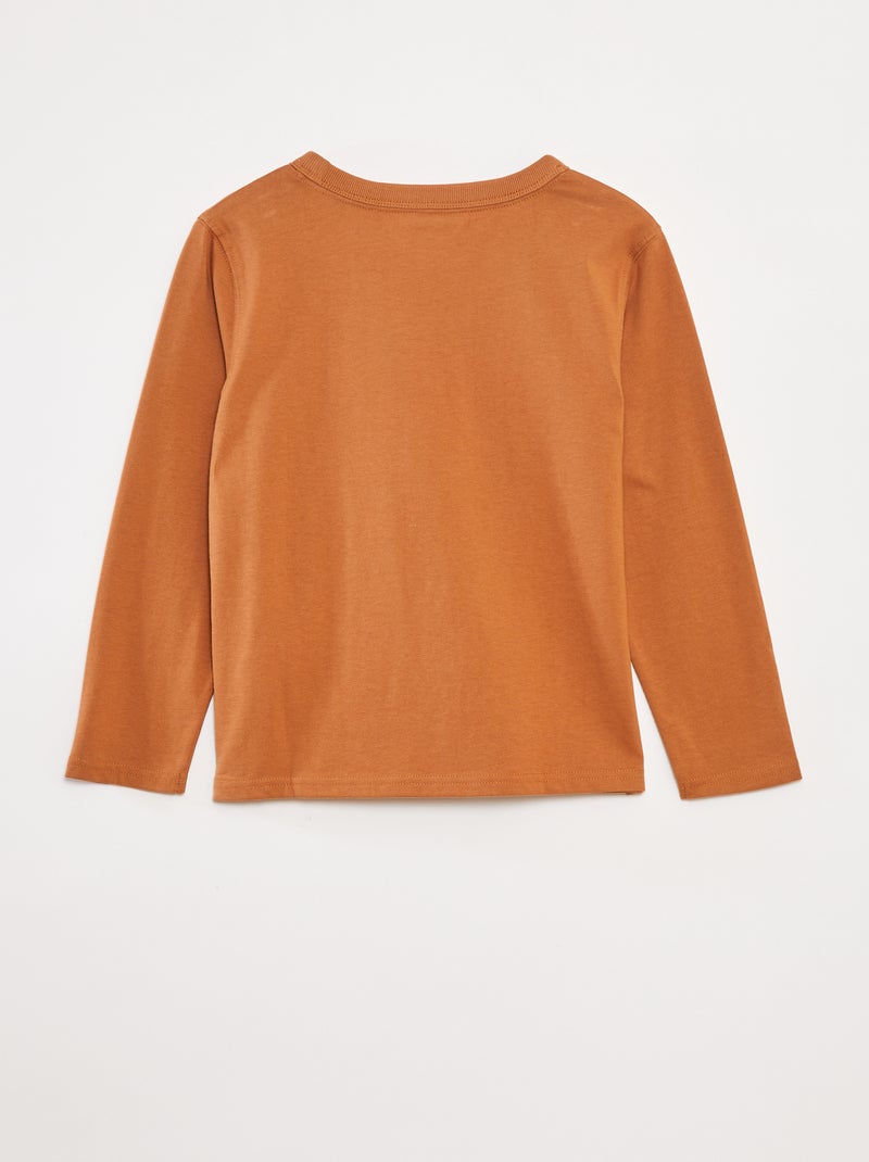 T-shirt manches longues uni Marron - Kiabi