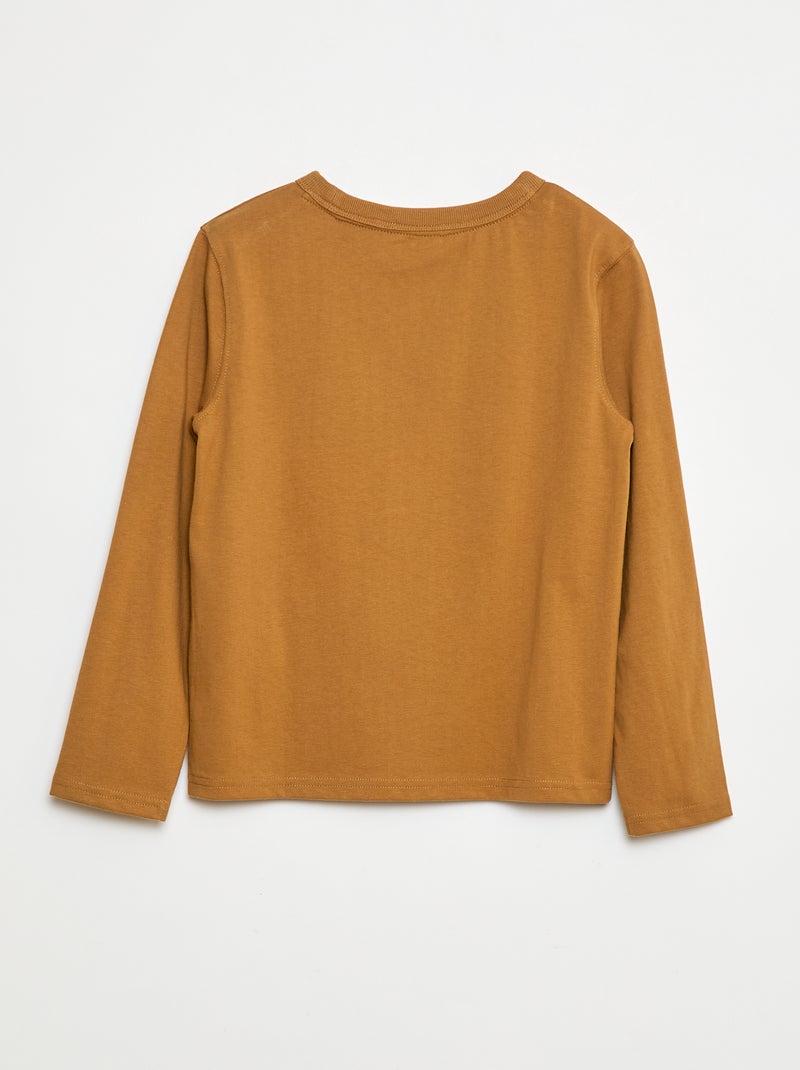 T-shirt manches longues uni Moutarde - Kiabi