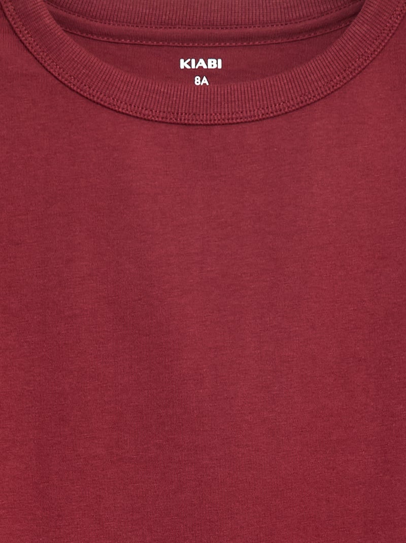T-shirt manches longues uni Rouge - Kiabi