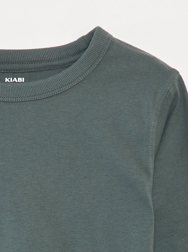 T-shirt manches longues uni Vert - Kiabi