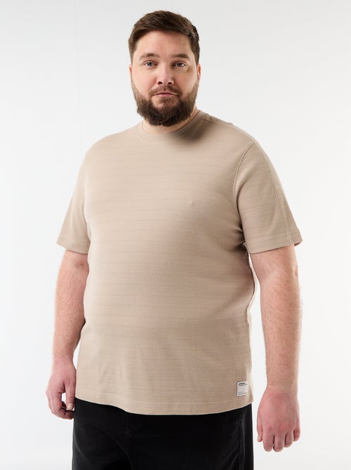 T-shirt matière fantaisie côtelée - Kiabi