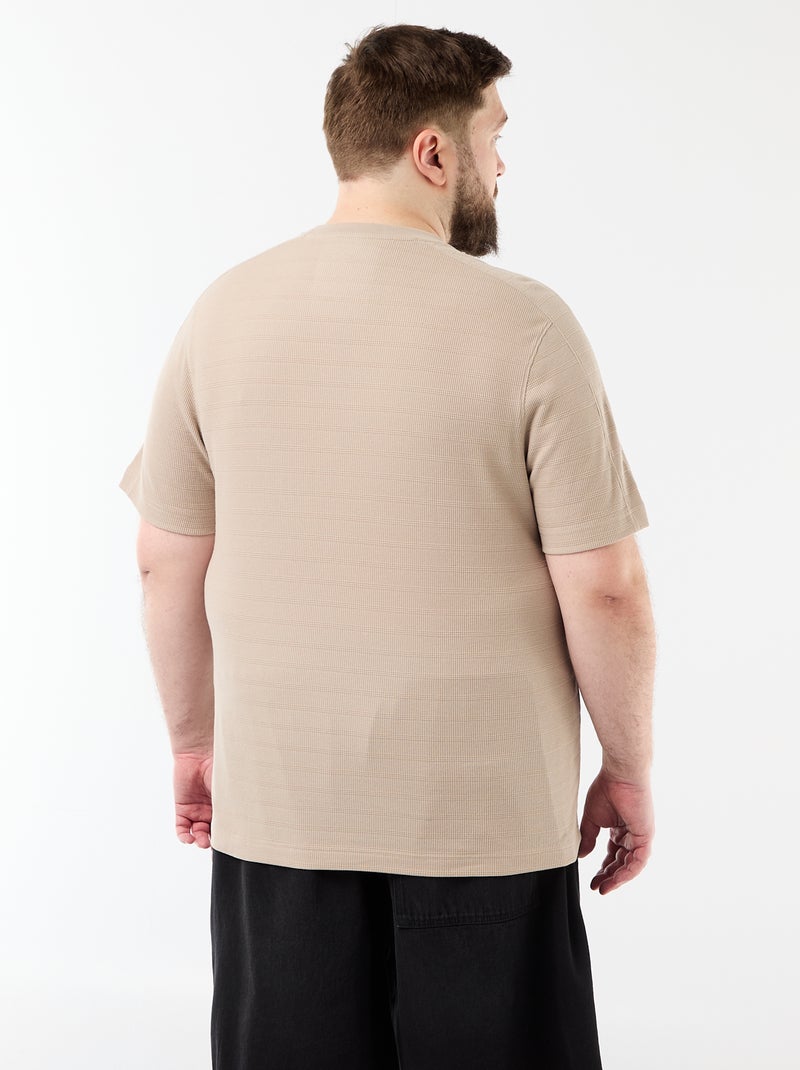 T-shirt matière fantaisie côtelée Beige - Kiabi