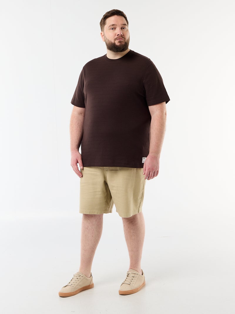 T-shirt matière fantaisie côtelée Marron - Kiabi