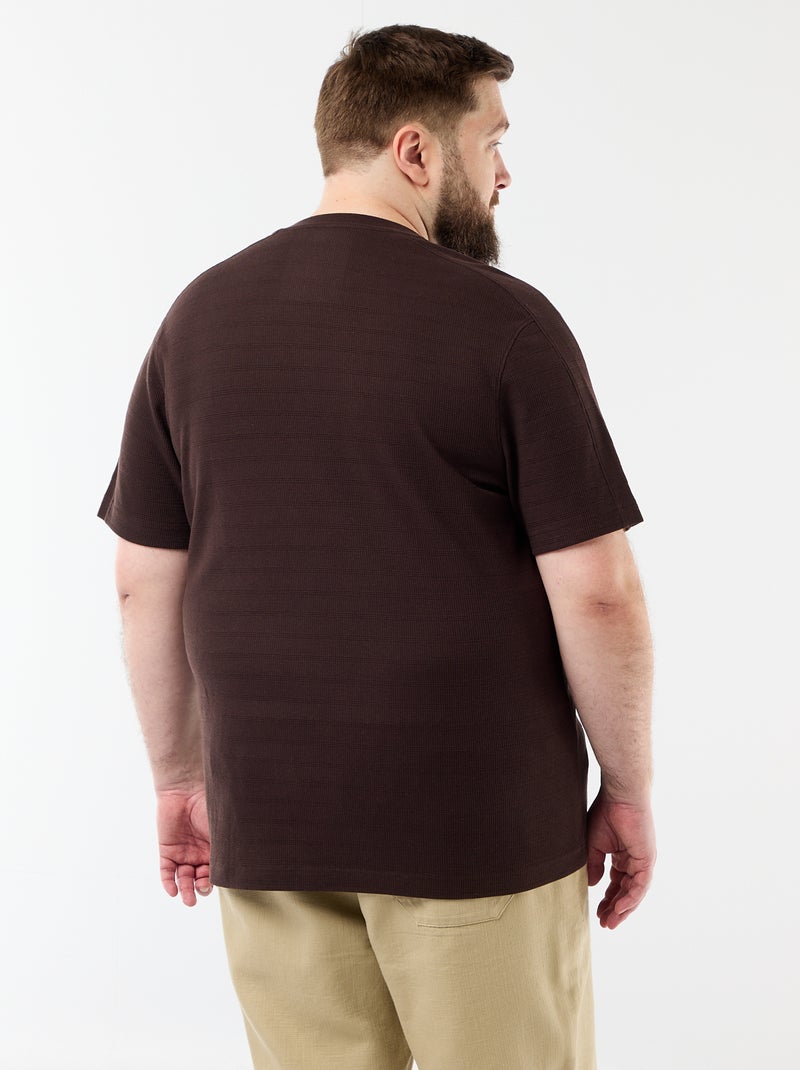 T-shirt matière fantaisie côtelée Marron - Kiabi