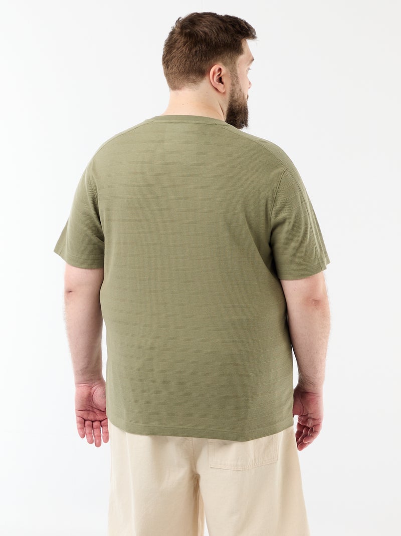 T-shirt matière fantaisie côtelée Vert - Kiabi