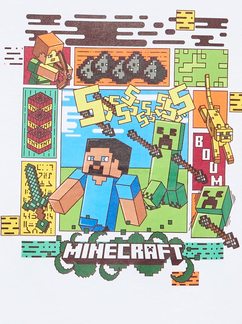 T-shirt 'Minecraft' à manches courtes Blanc - Kiabi