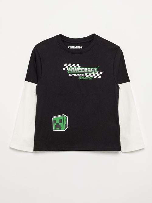 T-shirt 'Minecraft' avec imprimés et manches contrastées - Kiabi