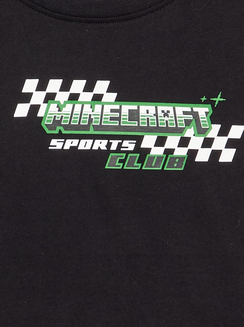 T-shirt 'Minecraft' avec imprimés et manches contrastées Noir - Kiabi